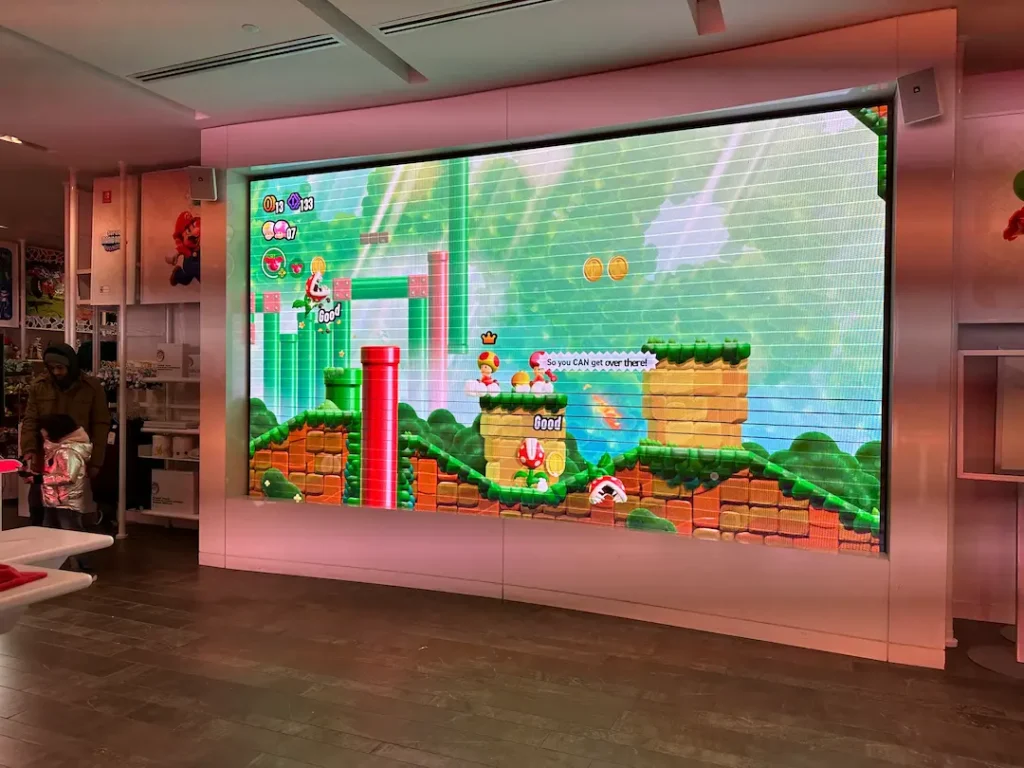 Ecran géant du premier étage du Nintendo Store, sur la 5ème avenue à New York