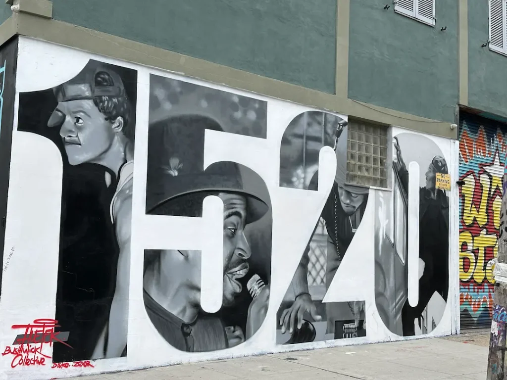 Fresque de street art en noir et blanc à Bushwick à Brooklyn, New York